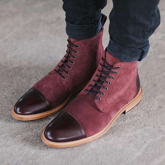 Botas Cortas para Hombre con Tacón Cuña Plano