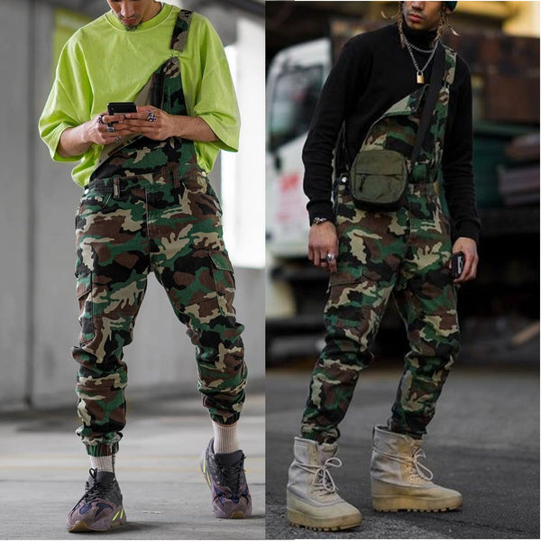 Pantalones con Tirantes de Camuflaje para Hombre