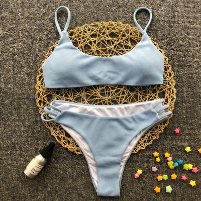 Bikini de Rayas en Colores Sólidos - Image 2