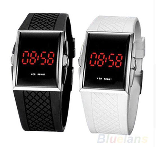 Reloj Digital LED Unisex Deportivo - Blanco y Negro con Fecha