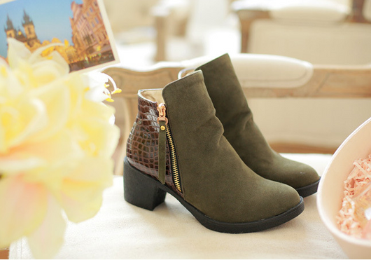 Botas de Cuero Áspero con Tacón Alto y Cierre Lateral - Tallas Grandes para Mujer - Image 8