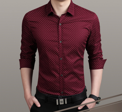 Camisa Elegante para Hombre Lunares Manga Larga Slim Fit Tallas M-5XL - Image 9