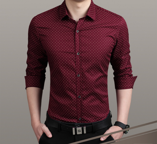 Camisa Elegante para Hombre Lunares Manga Larga Slim Fit Tallas M-5XL - Image 9