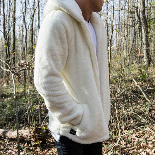 Chaqueta Hoodie Polar Cálida para Hombre - Diseño Liso Versátil - Image 3