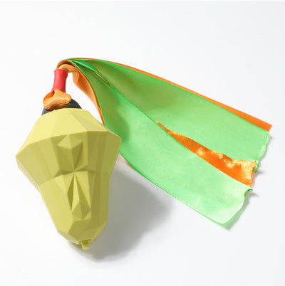 Lime green bell-shaped dog toy with a faceted, geometric surface for teeth cleaning. - Image 16