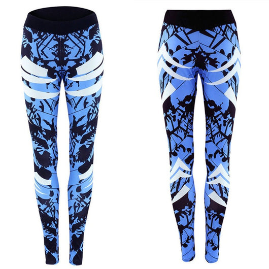 Leggins Deportivos Ajustados Estampados Azul Marino - Image 4