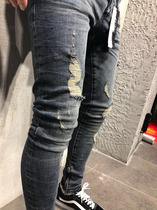 Pantalones Vaqueros Biker Slim Fit con Roturas - Talla Grande Elásticos