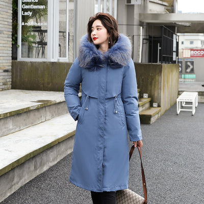 Chaqueta Acolchada de Plumas con Cuello de Piel de Cordero para Mujer - Image 14