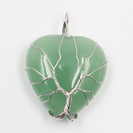 Colgante Corazón Melocotón Cristal Natural Árbol de la Vida para Parejas - Image 29