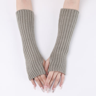 Guantes Largos Rayados de Lana para Otoño e Invierno - Mangas Calentadoras sin Dedos - Image 10