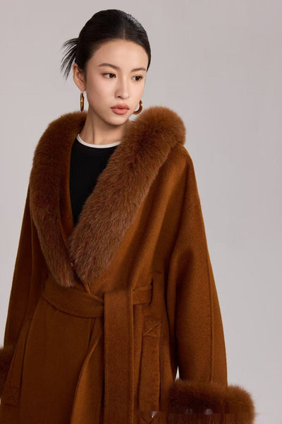 Abrigo de Lana Reversible con Pelo de Zorro Real - Elegancia Otoño Invierno - Image 10