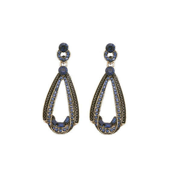 Aretes de Plata S925 con Diamante, Diseño Gota Irregular Retro