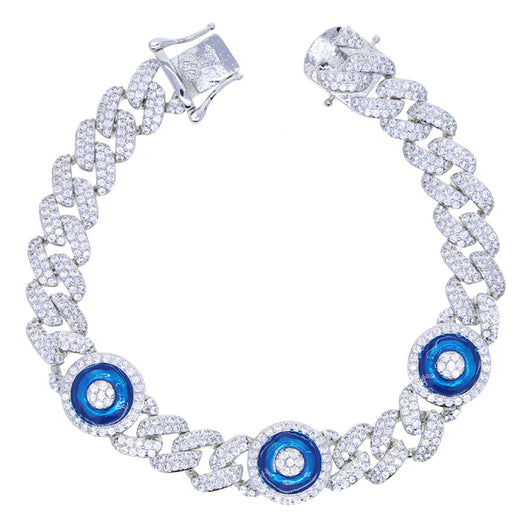 Pulsera Cubana de Circón Azul con Incrustaciones de Circonita - Image 4