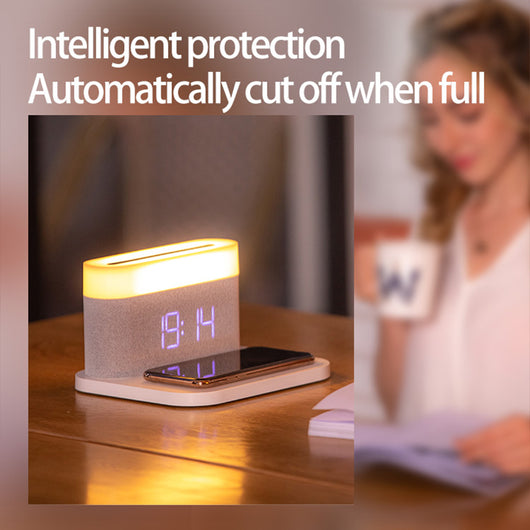 Lámpara de Noche Multifuncional con Cargador Inalámbrico y Reloj Digital - Image 12