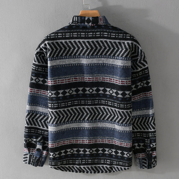 Camisa Acolchada Suelta de Manga Larga para Hombre