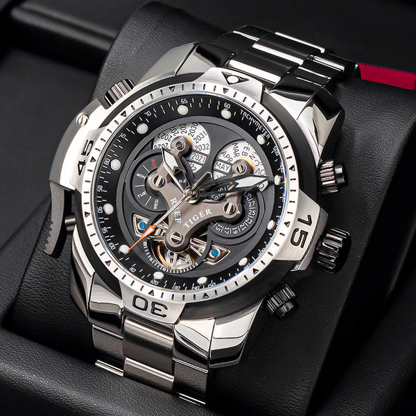 Reloj Mecánico Hombre Esfera Grande Resistente al Agua con Luminiscencia Potente