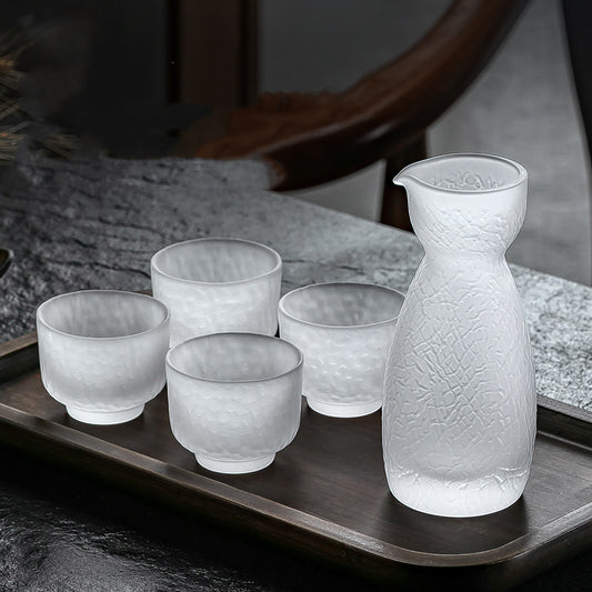 Juego de Jarras de Sake Estilo Japonés con Vasos Esmerilados