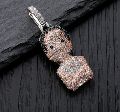 Collar Pendante Iced Out Hip Hop Micro Pavé Oro y Plata para Hombre y Mujer - Image 5