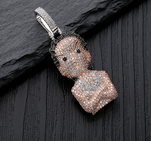 Collar Pendante Iced Out Hip Hop Micro Pavé Oro y Plata para Hombre y Mujer - Image 5