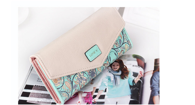 Cartera Larga Mujer Coreana Trifolda con Diseño Geométrico y Cierre de Hebilla - Image 10