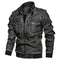 Men's PU Leather Motorcycle Jacket Varsity Style