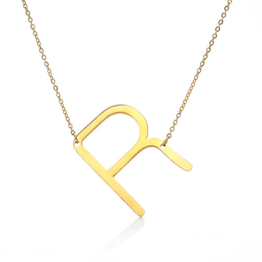 Collar Inicial Acero Inoxidable Chapado en Oro Rosa - Image 100