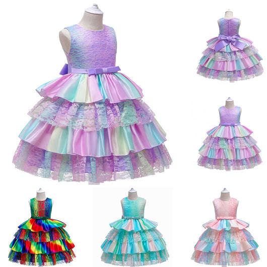 Vestido Princesa Degradado de Encaje Multicolor - Image 5