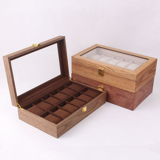 Caja de Reloj de Madera Maciza Estilo Europeo Retro para 12 Relojes