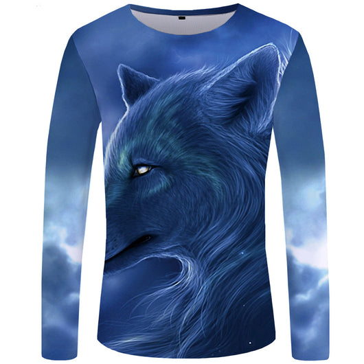 Camiseta Manga Larga Serie Lobo Impresión 3D para Hombre - Image 22