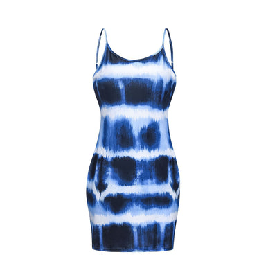 Vestido de Tirantes con Cuello Redondo y Estampado Tie-Dye - Image 4