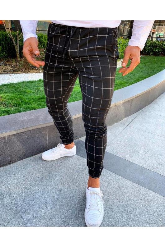 Pantalones casuales a cuadros con tecnología stretch para hombre - Image 3