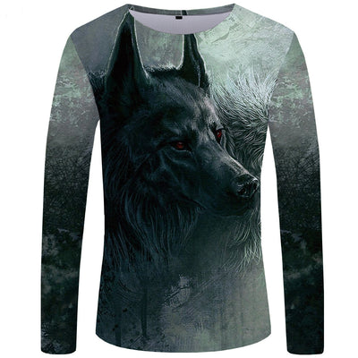 Camiseta Manga Larga Serie Lobo Impresión 3D para Hombre - Image 20