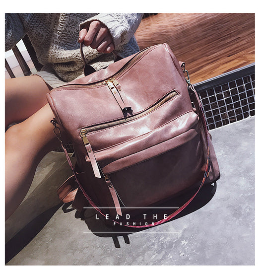 Mochila de Cuero Vintage con Gran Capacidad - Image 3