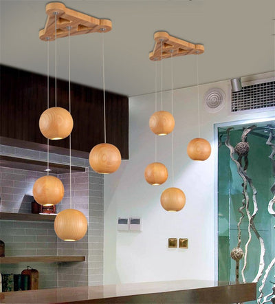 Lámpara Colgante de Esferas de Madera Estilo Nórdico - Image 5