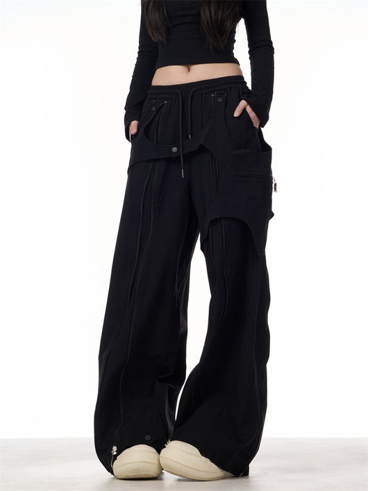 Pantalones Anchos de Patchwork para Mujer - Diseño Casual y Versátil - Image 7