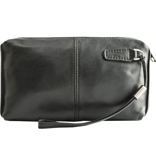 Bolso de Mano de Cuero Vacuno Premium con Cierre de Cremallera