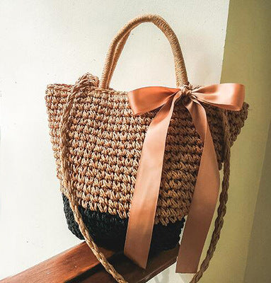 Bolsa de Playa Redonda Tejida a Mano - Bolso Cruzado de Ratán para Mujer - Image 80