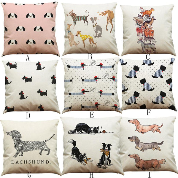 Funda de Almohada Vintage Perros Algodón 45x45