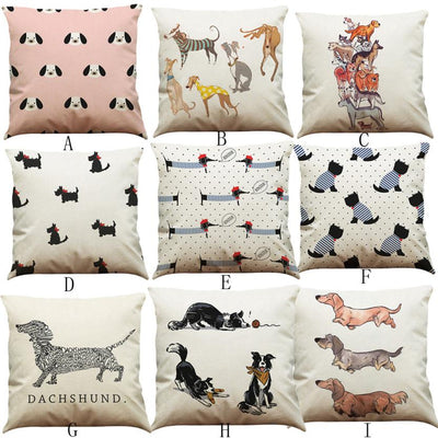 Funda de Almohada Vintage Perros Algodón 45x45