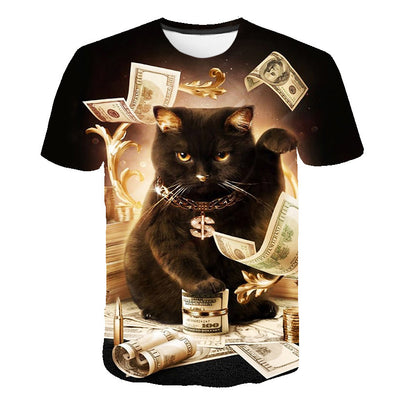 Playera Hombre Estampado 3D Gato Casual Manga Corta - Image 11