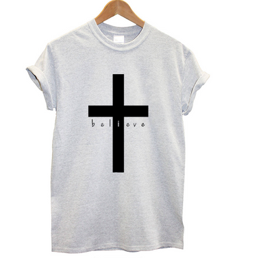 Camiseta Believe con Letras Estilo Urbano Europeo para Hombre y Mujer - Image 5