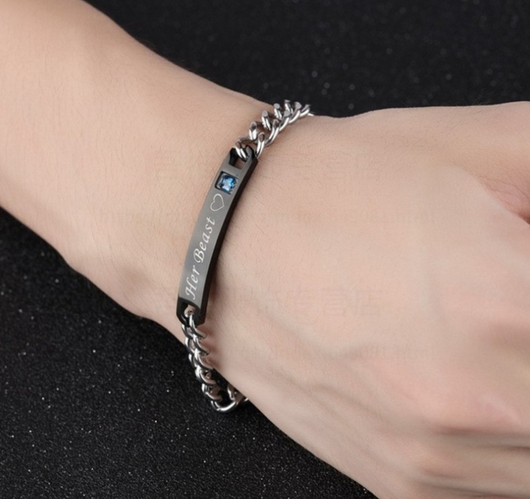 Pulsera de Pareja Cristal Rosa Negra Oro - His Queen Her King - Image 9
