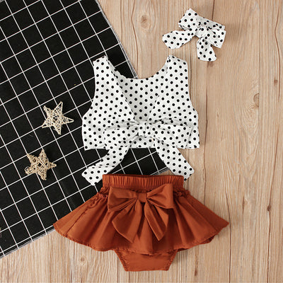 Conjunto de Tres Piezas: Top Lunares + Falda con Moño - Image 8