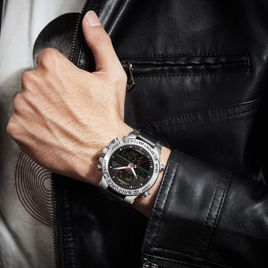 Reloj de Doble Pantalla con Esfera Grande - Cuarzo Electrónico - Image 9