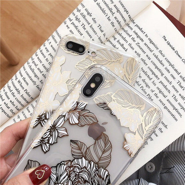 Funda para celular con diseño de hoja de plátano y acabado bronceado
