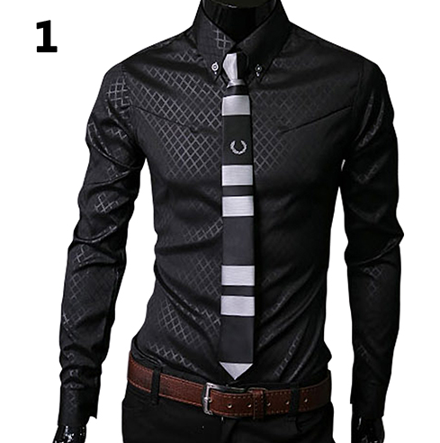 Camisa de Cuadros Oscuros para Hombre - Manga Larga Casual Talla Grande - Image 3