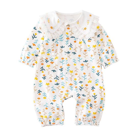 Jumpsuit Infantil de Manga Larga con Estampado Floral