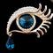 Diamond-encrusted brooch Gold+Blue