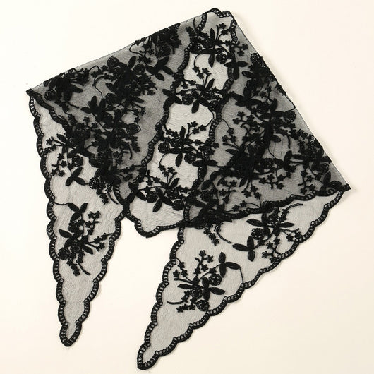 Velo de Novia con Encaje Floral Triangular - Accesorio Nupcial Elegante - Image 3