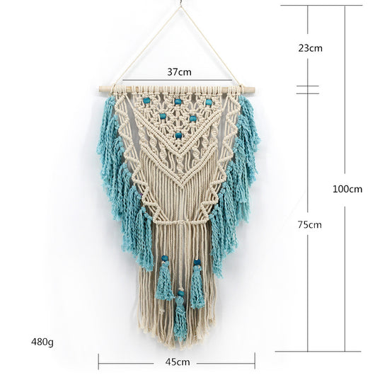 Tapiz Tejido a Mano en Algodón Bohemio con Colgante Minimalista - Image 10